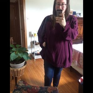 Maroon Velvet Embellished Sweater